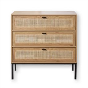 Commode 3 Tiroirs Façade Rotin L80 x P39 cm - JAYA