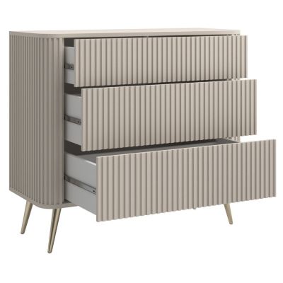 Commode 3 tiroirs grège 93 cm OVARLO