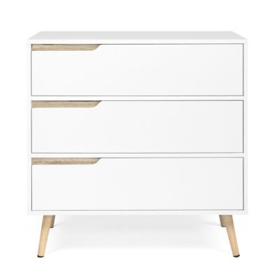 Commode 3 tiroirs HELSINKI 80 cm scandinave blanc