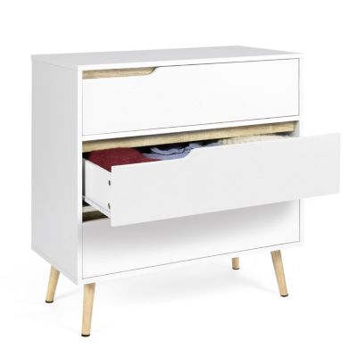 Commode 3 tiroirs HELSINKI 80 cm scandinave blanc