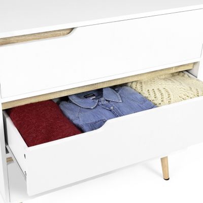 Commode 3 tiroirs HELSINKI 80 cm scandinave blanc