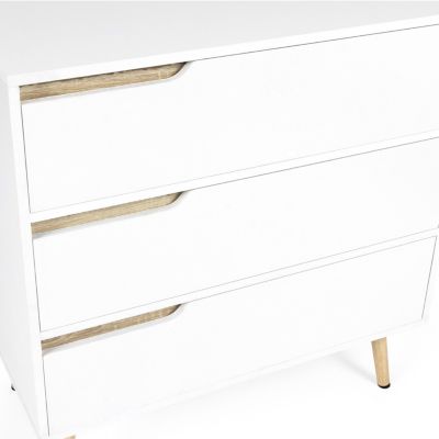 Commode 3 tiroirs HELSINKI 80 cm scandinave blanc
