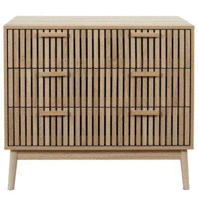 Commode 3 tiroirs Marron, L. 90 x l. 49 x H. 79 cm, SAULK