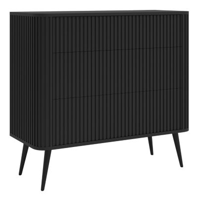 Commode 3 tiroirs noir 93 cm OVARLO
