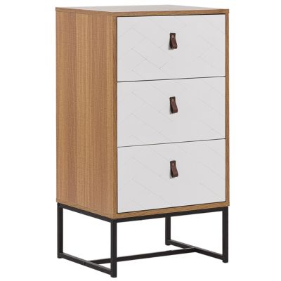 Commode à 3 tiroirs NUEVA Marron clair/blanc