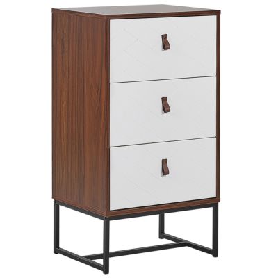 Commode à 3 tiroirs NUEVA Marron foncé/blanc