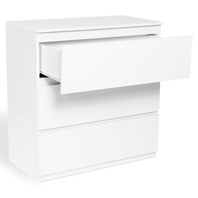 Commode 3 tiroirs TOMI 78 cm bois blanc