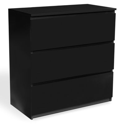Commode 3 tiroirs TOMI 78 cm bois noir