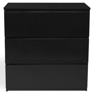 Commode 3 tiroirs TOMI 78 cm bois noir