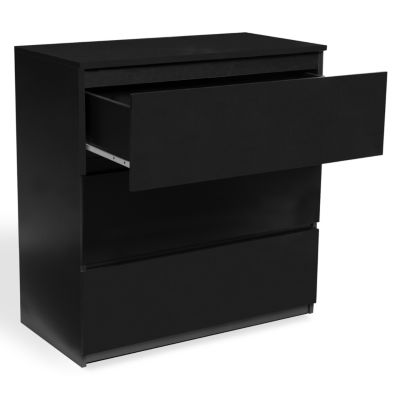 Commode 3 tiroirs TOMI 78 cm bois noir