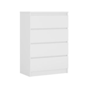 Commode 4 Tiroirs, Blanc Mat, 70 X 39 X 101 Cm