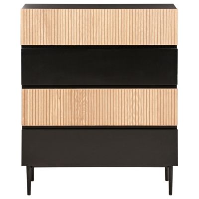 Commode à 4 tiroirs BLYTHE Frêne naturel Noir