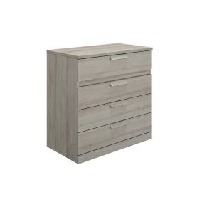 Commode 4 tiroirs Chêne Gris clair - ILORA