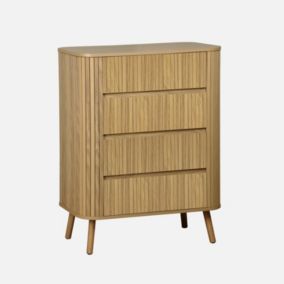 Commode 4 tiroirs. décor strié naturel. L 80x P 45  H 100cm