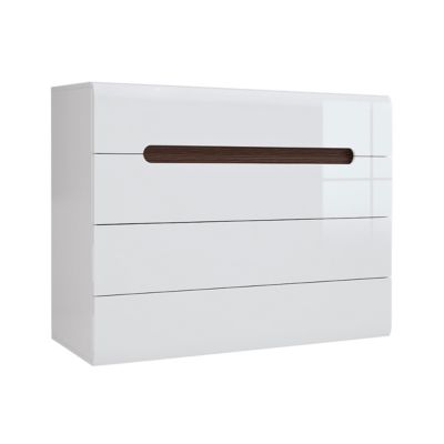 Commode 4 tiroirs Darrel Blanc laque et Bois