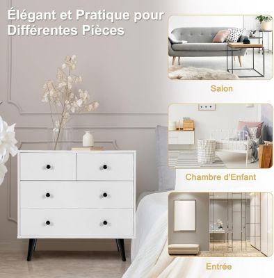 MebLocker Commode à 4 tiroirs, 2 Portes, 120 cm, idéale pour Le Salon, la Chambre à Coucher, la