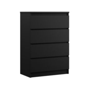 Commode 4 Tiroirs, Noir, 70 X 39 X 101 Cm