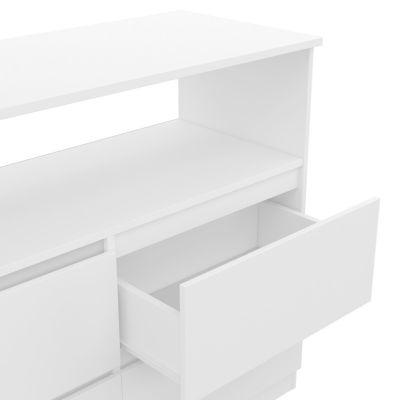 Commode 4 tiroirs TOMI 100 cm avec niche bois blanc