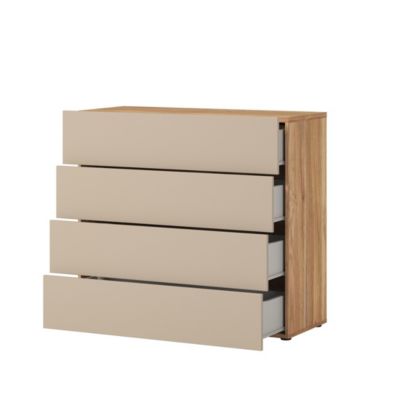 Commode 4 tiroirs VOX coloris chene et beige