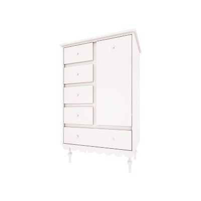 Commode 5 tiroirs 1 porte Wood Luck Babushka Blanc