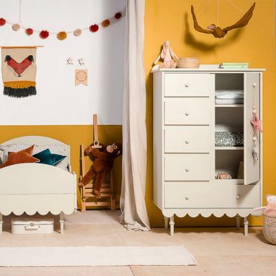 Commode 5 tiroirs 1 porte Wood Luck Babushka Olive | Castorama