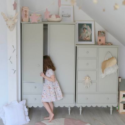 Commode 5 tiroirs 1 porte Wood Luck Babushka Olive | Castorama