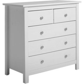 Commode 5 tiroirs Berna dans les tiroirs Blanc, 79 cm Longueur
