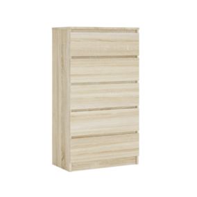 Commode 5 Tiroirs, Chêne Sonoma, 70 X 39 X 125 Cm