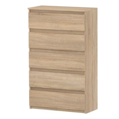 Commode à 5 tiroirs  Chêne Sonoma 70cm - Meuble TV spacieux style loft pour salon