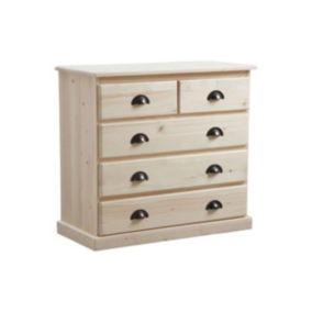 Commode 5 tiroirs en bois brut  Type: Commode