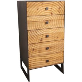 Commode 5 tiroirs  en fer et bois Sun