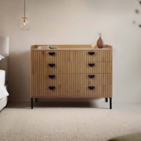 Commode à 5 tiroirs en MDF décor mélaminé bois  Oviala