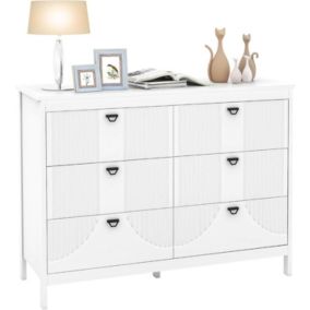 Commode à 6 Tiroirs 106x40x79CM-5 Pieds Antidérapants et 2 Dispositif de Sécurité Anti-Basculement-Charge 60KG