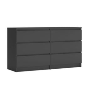 Commode 6 Tiroirs Anthracite, 140 X 39 X 79 Cm