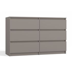 Commode : 6 Tiroirs, Argile, 30 X 75 X 120 Cm