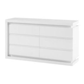 Commode 6 tiroirs - Avec LEDs - MDF - Blanc laqué - FLARANCIA