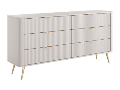 Commode 6 tiroirs - Beige et doré - ELONARIA II