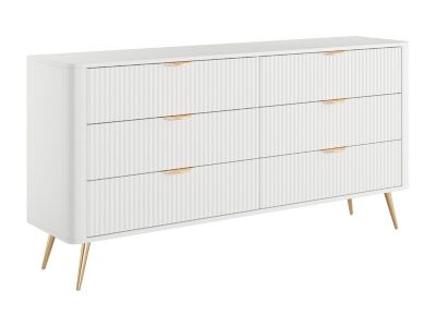 Commode 6 tiroirs - Blanc et doré - ELONARIA