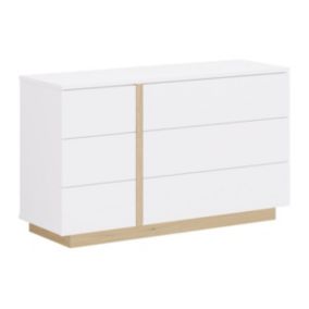 Commode 6 tiroirs - Blanc et naturel - NAPOLI II