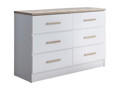 Commode 6 tiroirs - Blanc et naturel - SKAIDO