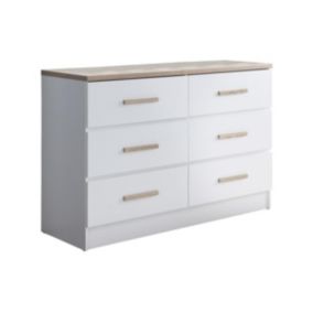 Commode 6 tiroirs - Blanc et naturel - SKAIDO