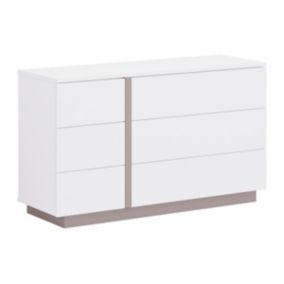 Commode 6 tiroirs - Blanc et taupe - NAPOLI II