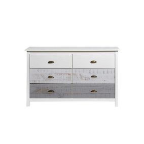 Commode 6 tiroirs Blanc/Gris - SAMY