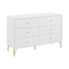 Commode 6 tiroirs - Blanc - LUREO