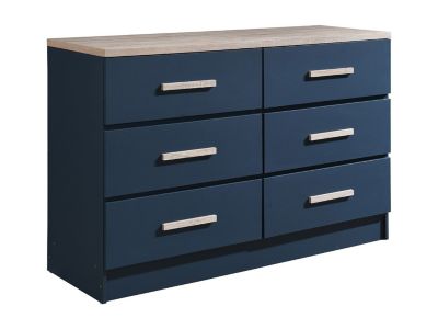 Commode 6 tiroirs - Bleu et naturel - SKAIDO