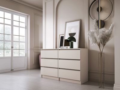 Commode 6 tiroirs, cachemire, 120 x 39 x 79 cm