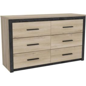 Commode 6 tiroirs Colorado chêne Kornberg 129 x Hauteur 77 x 42 cm