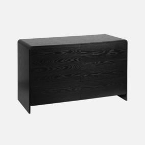 Commode 6 tiroirs effet bois arrondi. noir