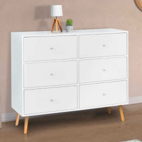 Commode 6 tiroirs EMMIE 110 cm scandinave blanc