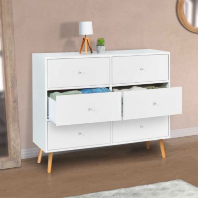 Commode 6 tiroirs EMMIE 110 cm scandinave blanc
